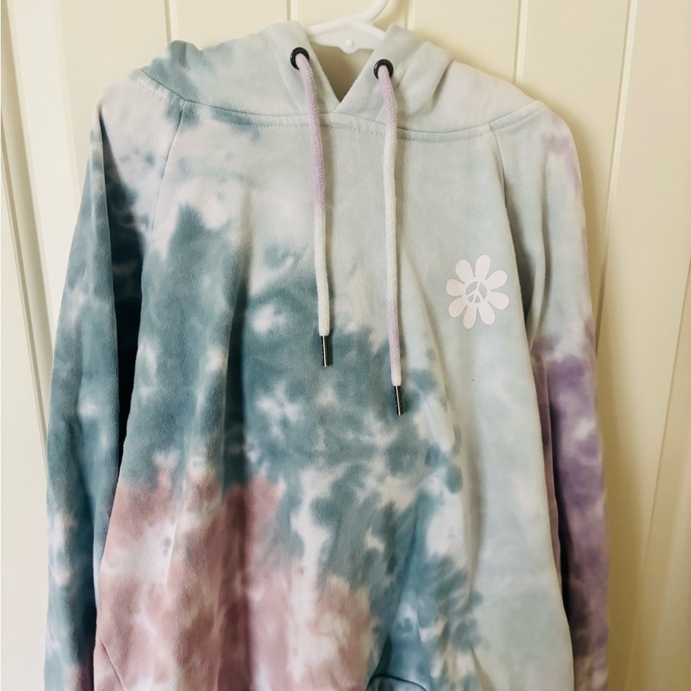Tie-Dye Hoodie with Flower Design